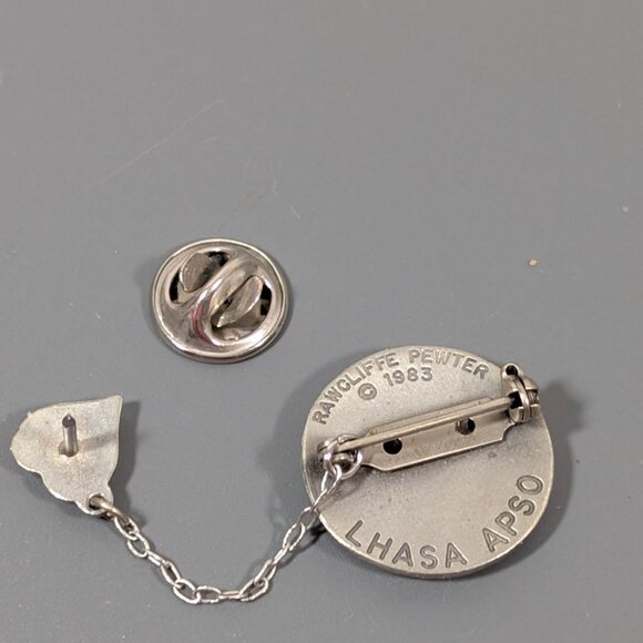 VTG 1983 Rawcliffe Pewter Lhasa Apso Dog Puppy Heart Pin - Picture 3 of 6